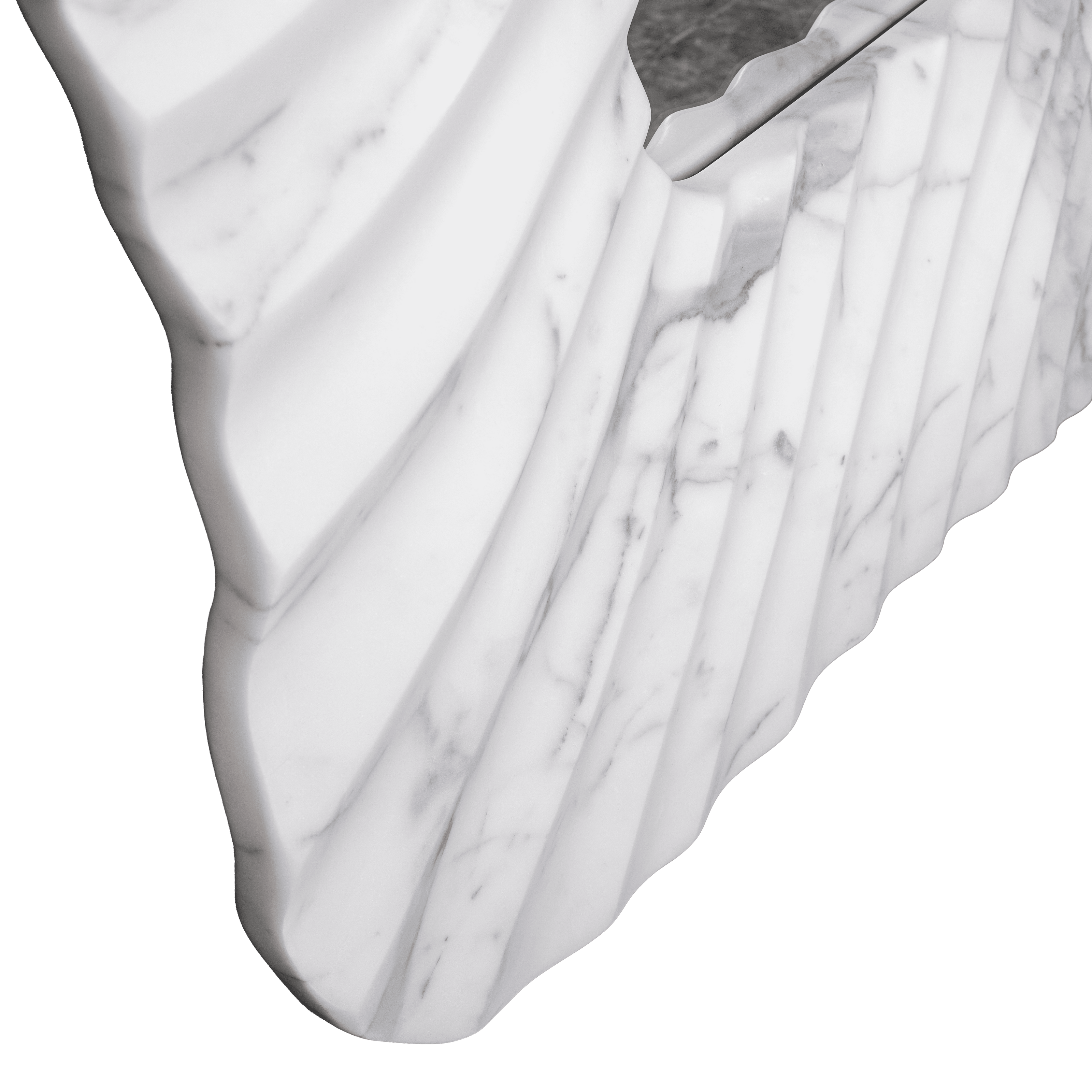 Close-up of a marble surface with a veined pattern