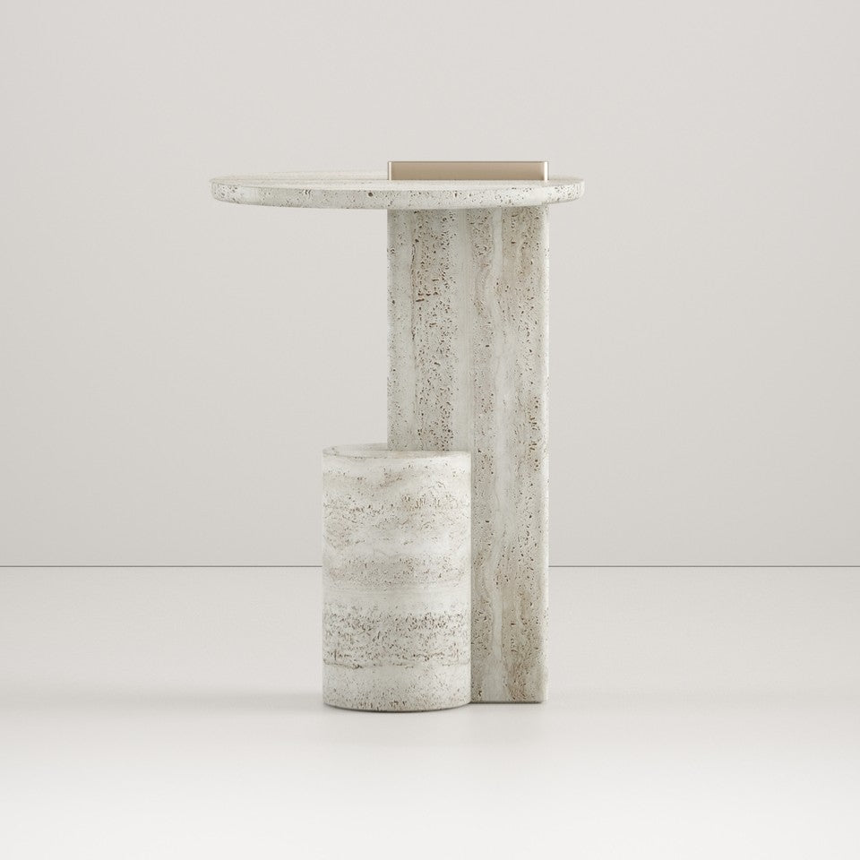 On side table in Travertine