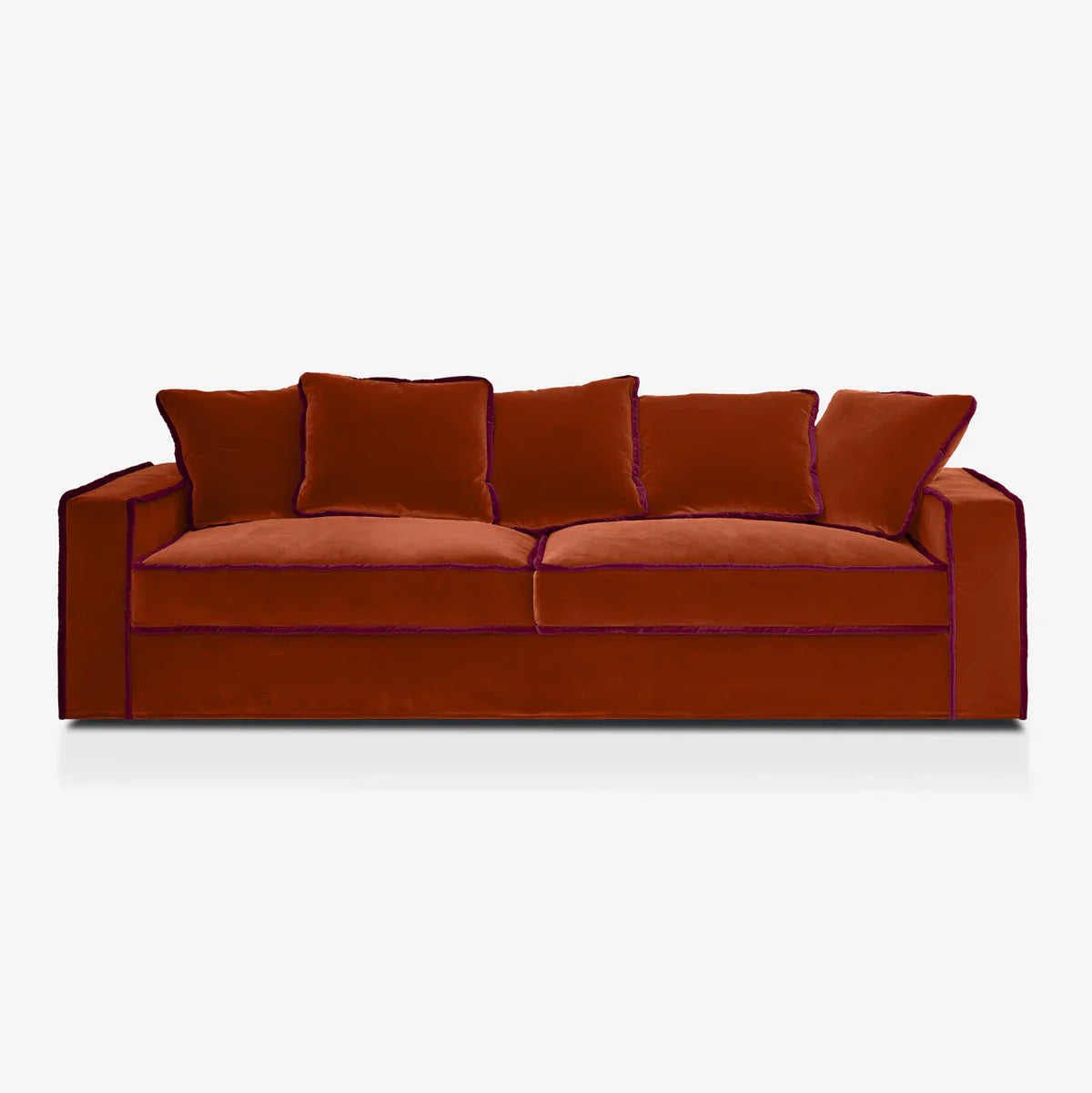 Raffaela 3-seater sofa in cangaroo and red couture velvet