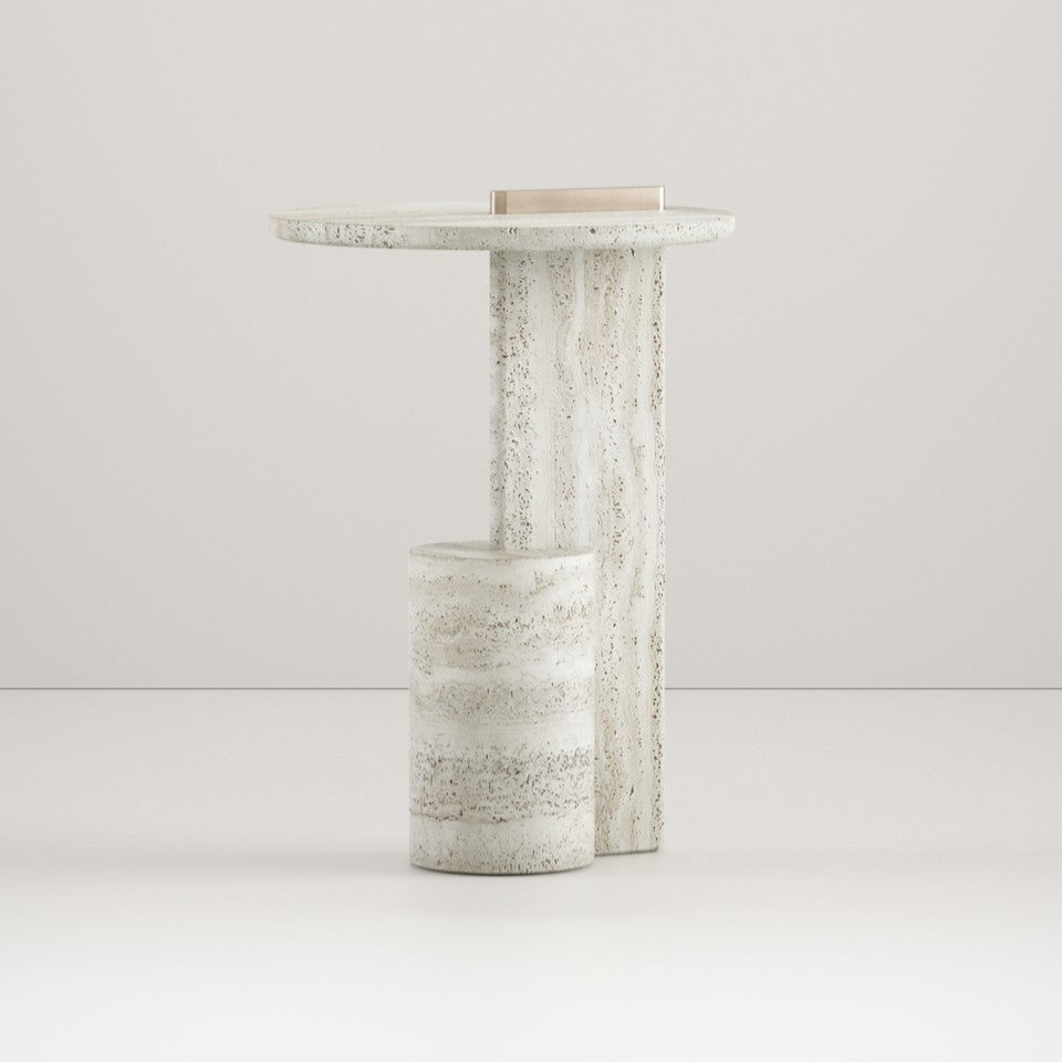 On side table in Travertine