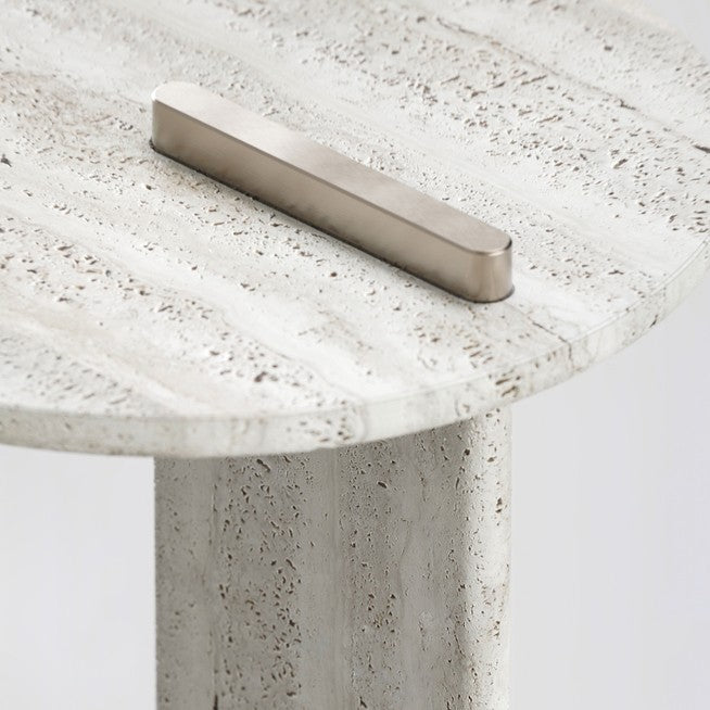 On side table in Travertine, detail of the stone