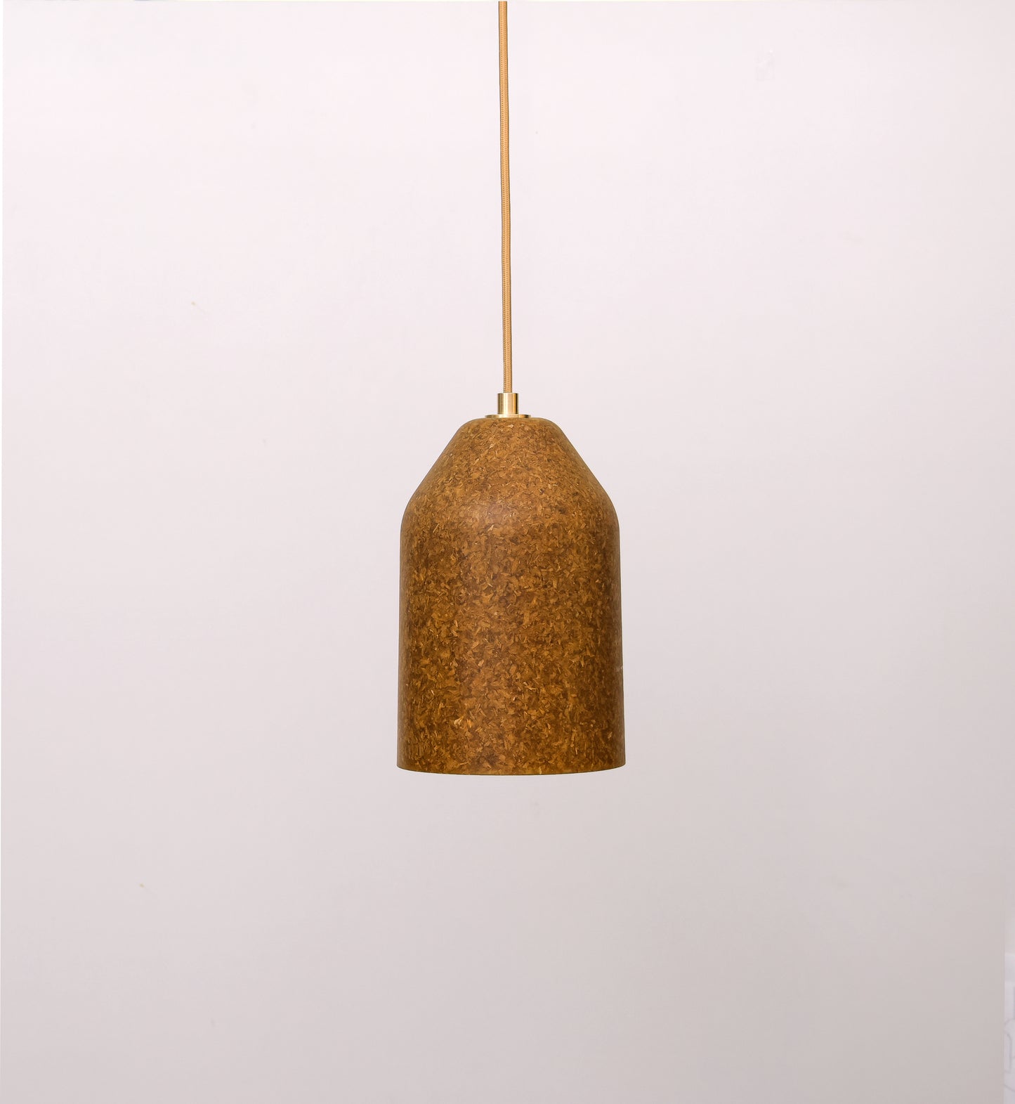 Miyuca pendant lamp with a gold hanging cord on a white background