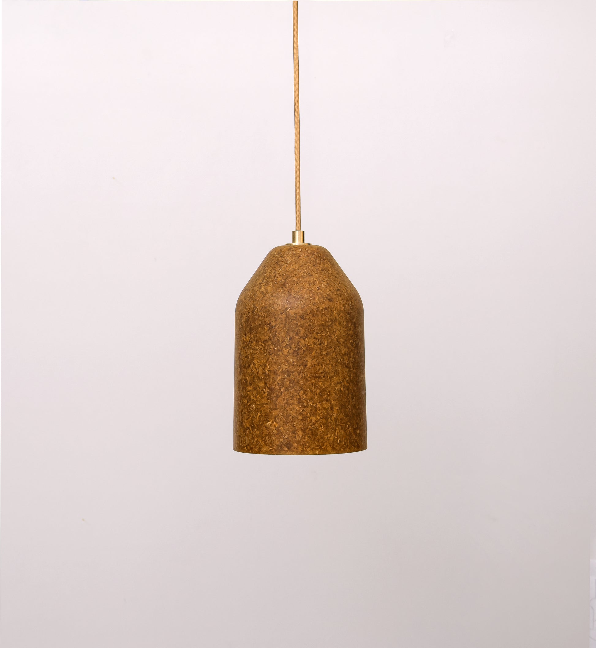 Miyuca pendant lamp with a gold hanging cord on a white background