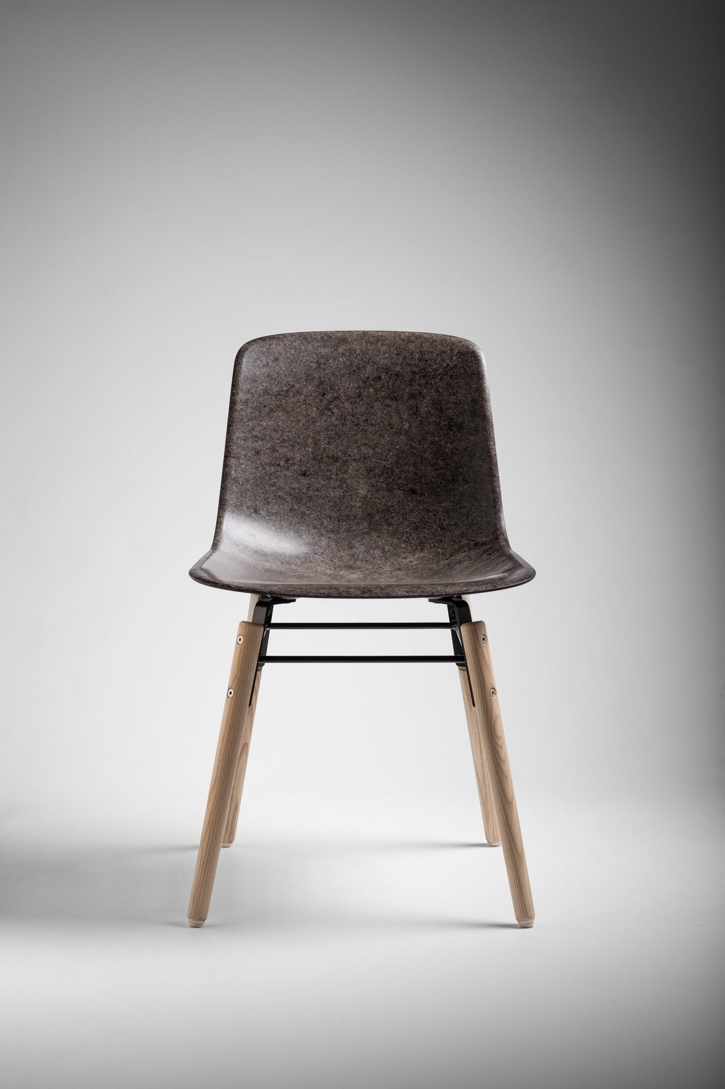Hembury Chair in Stone Solidwool with oiled ash legs