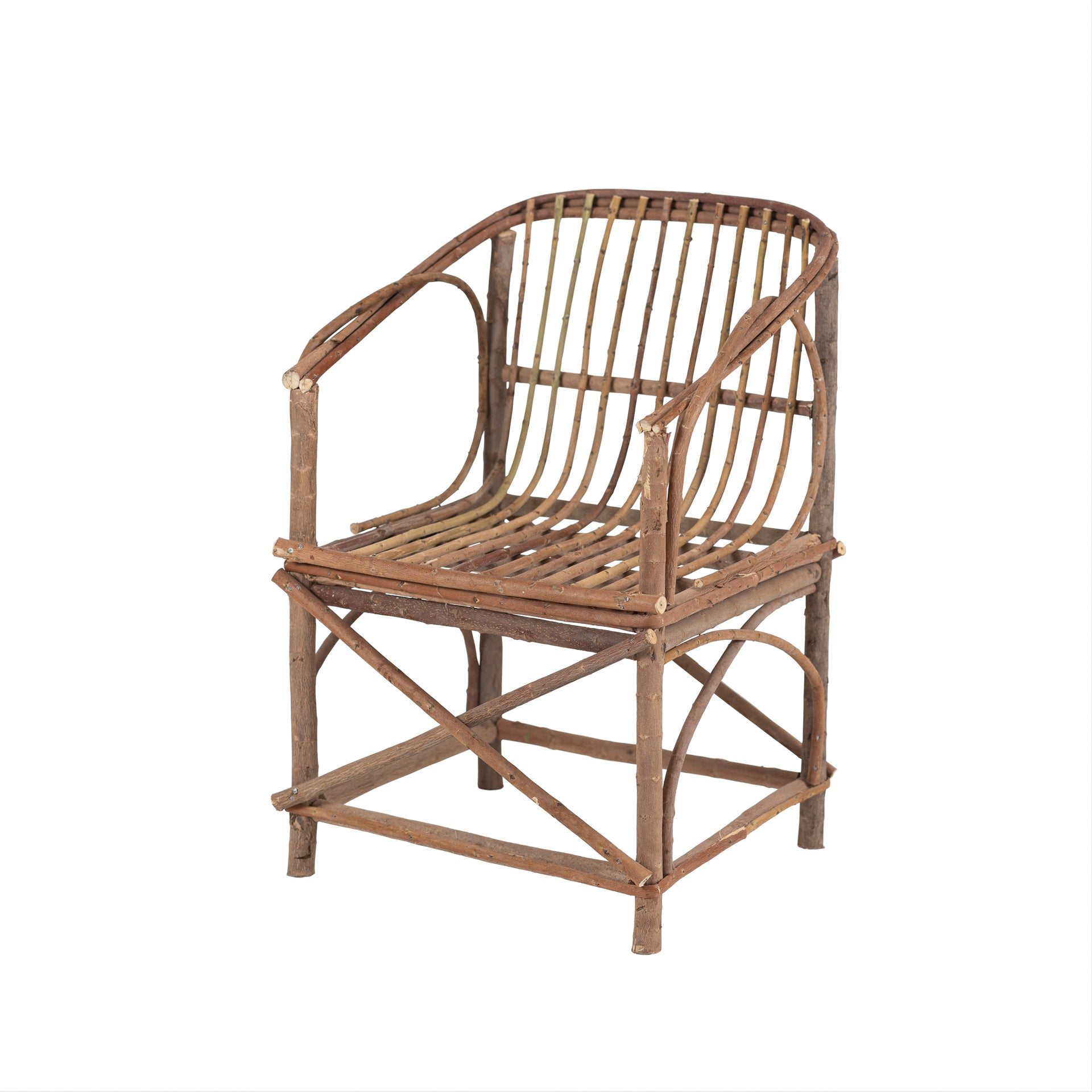 cabanna chair made from oleandre branches on a white background