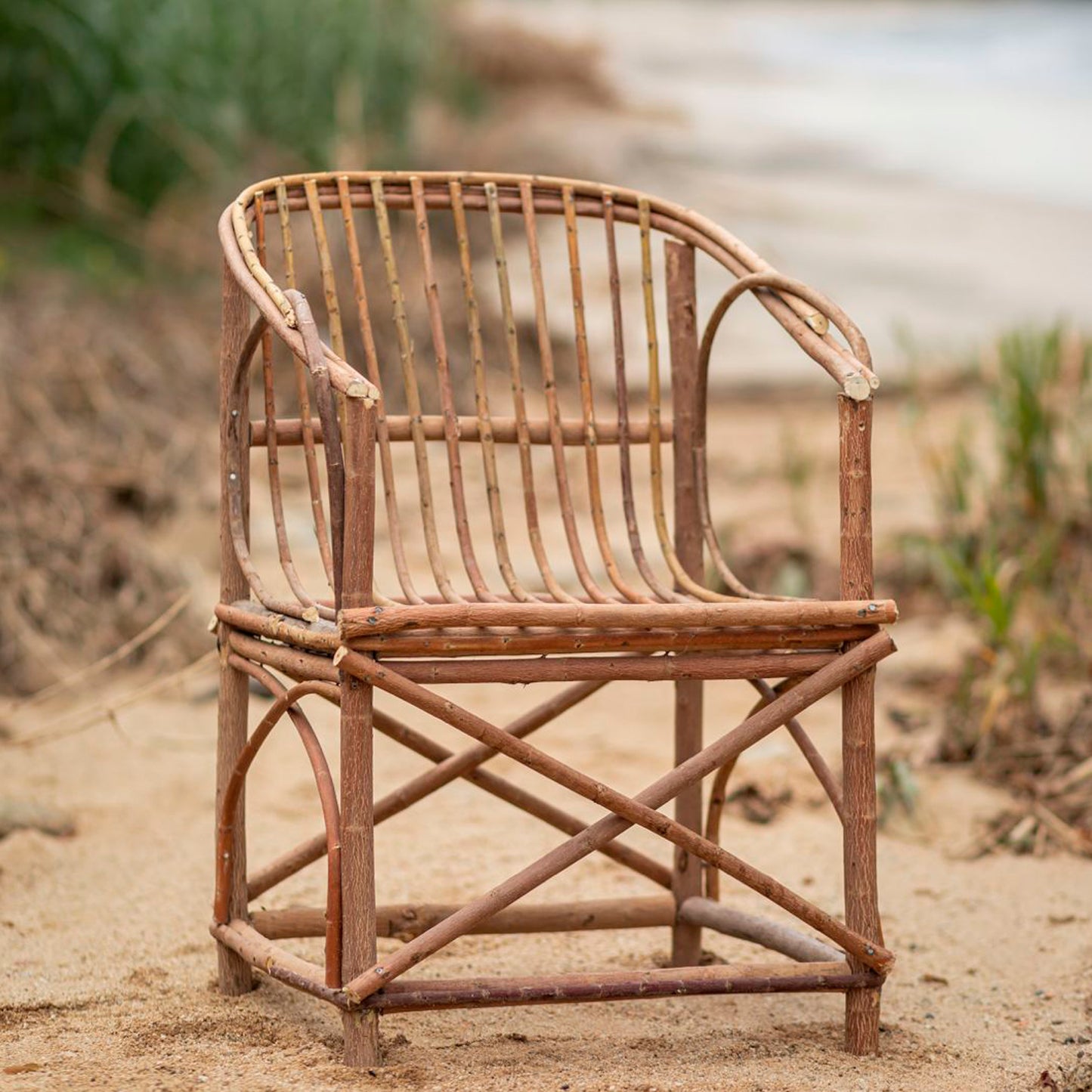 natural chair made in oleandre  on beach
