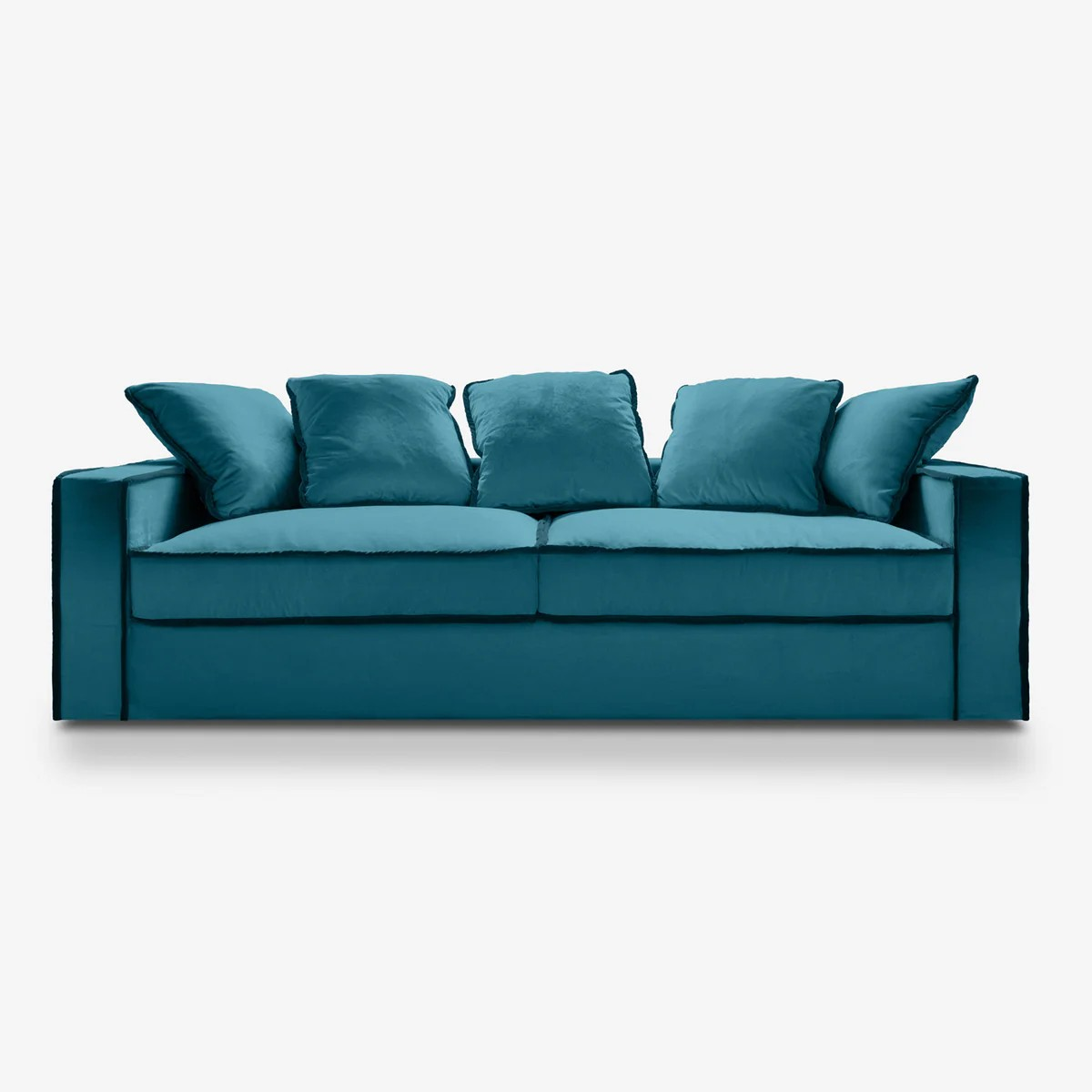 Raffaela 3-seater sofa in dragonfly blue velvet with starling trim